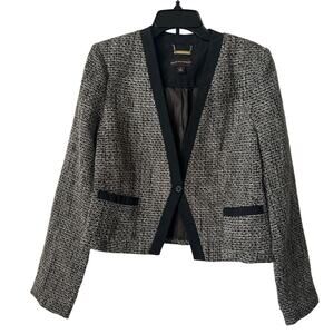 Dana Buchman Tweed Brown Black Blazer Jacket Pockets Lined Womens Medium Classic
